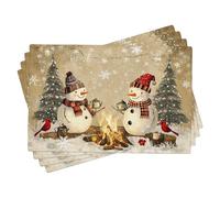 Lot de 4 sets de table en forme de bonhomme de neige - Confortables - Antidérapants - Faciles à nettoyer - Décoration intérieure et extérieure - 45,7 x 30,5 cm