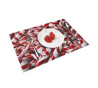 Lot de 4 sets de table en forme de canne à sucre d'orge, 30,5 x 45,7 cm, résistants à la chaleur, lavables et réutilisables, pour cuisine, salle à manger, vacances, fête, décoration d'intérieur