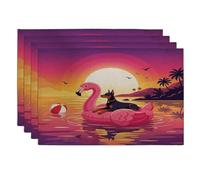 Lot de 4 sets de table en forme de chien doberman, 30,5 x 45,7 cm, motif flamants roses, bouées de sauvetage, mer, pour dîner, vacances d'animaux domestiques, décoration de cuisine