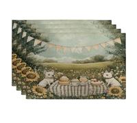 Lot de 4 sets de table en forme de chien Spring Bull Terrier, 30,5 x 45,7 cm, mignon et amusant sur le terrain de pique-nique pour la maison, le dîner, les fêtes d'animaux domestiques, décoration de