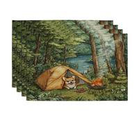 Lot de 4 sets de table en forme de chien Spring Corgi, 30,5 x 45,7 cm, tente de barbecue, 4 sets de table saisonniers pour dîner à la maison, fête d'animaux domestiques, décoration de cuisine