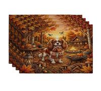 Lot de 4 sets de table en forme d'épagneul Cavalier King Charles, 30,5 x 45,7 cm, pour camping, barbecue, repas à la maison, fête de vacances avec chien, décoration de cuisine