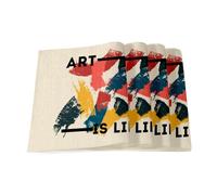 Lot de 4 Sets de Table en Lin - Art is Life Abstrait Peinture Pinceau Moderne Art Contemporain - Grand Format 40 x 28,5 cm