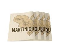 Lot de 4 Sets de Table en Lin - Martinique 972 Departement Fort de France Carte Ancienne Rare - Grand Format 40 x 28,5 cm