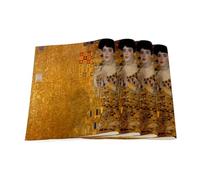 Lot de 4 Sets de Table en Lin - Peinture Gustav Klimt Portrait d'Adèle Bloch Bauer I Art Vintage Original Or Doré - Grand Format 40 x 28,5 cm