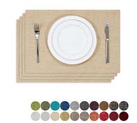 Lot de 4 Sets de Table en Toile de Jute et Lin Kevin - Résistants à la Chaleur - Lavables - 33 x 48 cm - Beige crème