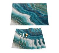 Lot de 4 sets de table en vinyle effet marbre abstrait - Résistant à la chaleur - Lavable et lavable - En PVC