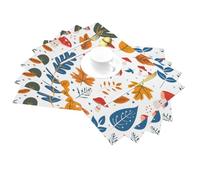 Lot de 4 sets de table en vinyle motif champignon d'automne et feuille d'érable pour tables de salle à manger, sets de table de cuisine, résistants à la chaleur, lavables et lavables