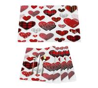 Lot de 4 sets de table en vinyle motif cœur de buffle pour table de salle à manger, sets de table de cuisine, résistants à la chaleur, lavables et lavables en PVC