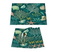 Lot de 4 sets de table en vinyle motif étoile de mer corail pour tables de salle à manger, sets de table de cuisine, résistants à la chaleur, lavables et lavables en PVC