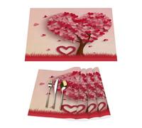 Lot de 4 sets de table en vinyle pour table de salle à manger, cuisine, résistants à la chaleur, lavables et lavables en PVC pour la Saint-Valentin