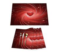 Lot de 4 sets de table en vinyle pour table de salle à manger, cuisine, résistants à la chaleur, lavables et lavables pour la Saint-Valentin
