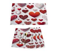 Lot de 4 sets de table en vinyle pour table de salle à manger, cuisine, résistants à la chaleur, lavables et lavables pour la Saint-Valentin, rouge