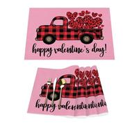 Lot de 4 sets de table en vinyle pour table de salle à manger, cuisine, résistants à la chaleur, lavables et lavables en PVC pour la Saint-Valentin