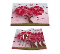 Lot de 4 sets de table en vinyle pour table de salle à manger, cuisine, résistants à la chaleur, lavables et lavables en PVC pour la Saint-Valentin