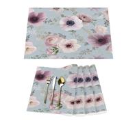 Lot de 4 sets de table en vinyle pour table de salle à manger, cuisine, résistants à la chaleur, lavables et faciles à nettoyer