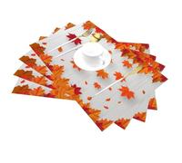 Lot de 4 sets de table en vinyle pour tables de salle à manger, cuisine, résistants à la chaleur, lavables et lavables en PVC Orange
