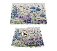 Lot de 4 sets de table en vinyle pour tables de salle à manger, cuisine, résistants à la chaleur, lavables et faciles à nettoyer