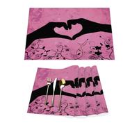 Lot de 4 sets de table en vinyle rose pour table de salle à manger, cuisine, résistants à la chaleur, lavables et lavables pour la Saint-Valentin
