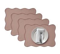 Lot de 4 sets de table festonnés ondulés en PVC de style nordique bohème - Imperméables, résistants à l'huile et à la chaleur - Décoration de table pour maison, restaurant, fête de mariage (#7,33 x 45