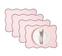 Lot de 4 sets de table festonnés ondulés en PVC de style nordique bohème - Imperméables, résistants à l'huile et à la chaleur - Décoration de table pour maison, restaurant, fête de mariage (#1,33 x 45