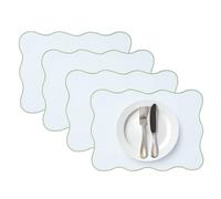 Lot de 4 sets de table festonnés ondulés en PVC de style nordique bohème - Imperméables, résistants à l'huile et à la chaleur - Décoration de table pour maison, restaurant, fête de mariage (#2, 33 x