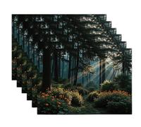 Lot de 4 Sets de Table Fleurs Sauvages Éclat Mystérieux Forêt, Sets de Table Imprimés en Lin, Lavables et Antidérapants, Napperons pour Cuisine, Salle à Manger et Décoration de Fête, 45 × 30 cm