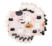 Lot De 4 Sets De Table Halloween Mystérieux - Chat Fantôme Noir - 30 X 45 Cm - Lavables - Décoration De Cuisine