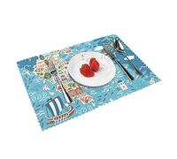 Lot de 4 sets de table imprimés carte de la Grèce - Sets de table antidérapants résistants à la chaleur 45 x 30 cm pour décoration moderne de cuisine, maison, salle à manger
