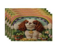 Lot de 4 sets de table imprimés de chien Cavalier King Charles de St.Patrick, 30,5 x 45,7 cm, chiot tricoté pour dîner, vacances de campagne, décoration de cuisine
