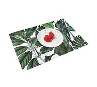 Lot de 4 sets de table imprimés feuilles tropicales - Sets de table antidérapants résistants à la chaleur 45 x 30 cm pour décoration moderne de cuisine, maison, salle à manger