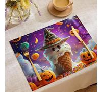 Lot De 4 Sets De Table Imprimés Glace Sorcière Fantôme - 45X30Cm - Halloween Mignon - Deep Purple - Sets De Table Antidérapant pour Cuisine Salle À Manger Chambre Intérieur Extérieur Fête