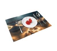 Lot de 4 sets de table imprimés « View Under The Moon » - 30,5 x 45,7 cm - Pour salle à manger quotidienne et décoration de banquet