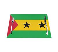 Lot de 4 sets de table isolés en PVC tissé avec drapeau de Sao Tomé et Principe - Antidérapants - Facile à nettoyer