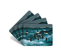 Lot de 4 sets de table Julian Friers Puffins in Flight par Wildlife Artist - Antidérapants - Dos en liège