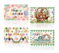 Lot de 4 Sets de Table Lapin de pâques, Sets de Table Fleurs Bunny Gnomes Eggs Sets de Table Oreilles de Lapin Luvable, Printemps décoration Table pour pâques, Vacances, Cuisine, fêtes,12x18In