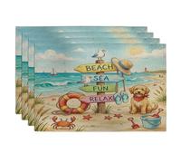 Lot de 4 sets de table lavables avec motif chien Golden Doodle - 30,5 x 45,7 cm - Motif plage côtière et bord de mer - Pour salle à manger, vacances d'animaux domestiques, décoration de cuisine