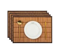 Lot de 4 Sets de Table lavables en Bambou - Antidérapants, Anti-Taches, isolants Thermiques, résistants à la Corrosion - pour Table de Cuisine (Marron, 30 x 45 cm)