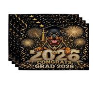 Lot de 4 sets de table lavables en forme de chien Rottweilers de Congrats Grad Rottweilers, 30,5 x 45,7 cm, motif feu d'artifice pour maison, salle à manger, fête de remise de diplôme, fête de fin