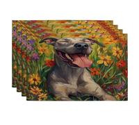 Lot de 4 sets de table lavables pour la maison, le dîner, les fêtes d'animaux domestiques, les fêtes de fin d'année, la cuisine - Motif dogue allemand - 30,5 x 45,7 cm