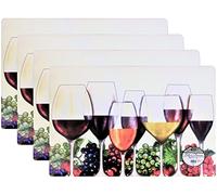 Lot de 4 sets de table Mode durable Raisin et vin Motif facilité Care facile à nettoyer en mousse Dos Table Place Tapis de 30,5 x 45,7 cm