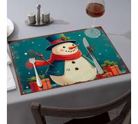 Lot de 4 sets de table Motif bonhomme de neige avec décorations festives