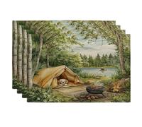 Lot de 4 sets de table motif chien cavachon printanier, 30,5 x 45,7 cm, tente de barbecue, 4 sets de table saisonniers pour dîner à la maison, fête d'animaux domestiques, décoration de cuisine