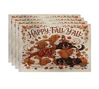 Lot de 4 sets de table motif chien Cavalier King Charles épagneul, 30,5 x 45,7 cm, chiot d'automne bizarre, décoration de cuisine pour la maison, la salle à manger, les fêtes de fin d'année