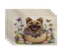Lot de 4 sets de table motif chien malinois belge, 30,5 x 45,7 cm, motif œufs mignons et amusants pour salle à manger, décoration d'intérieur et de cuisine