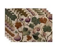 Lot de 4 sets de table motif feuilles de figuier d'automne marron vert botanique pour table de salle à manger, antidérapant, lavable, intérieur et extérieur