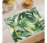 Lot de 4 Sets de Table Motif Feuilles Monstera À L'Aquarelle, Sets de Table Double Face Lavables Tropicales, pour Cuisine Table Fête Dîner Décoration 45 x 30 cm