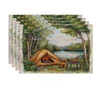 Lot de 4 sets de table motif labradoodle printanier, 30,5 x 45,7 cm, tente de barbecue, tapis de table saisonniers pour la maison, les fêtes d'animaux domestiques, décoration de cuisine