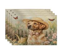 Lot de 4 sets de table motif labrador retriever, 30,5 x 45,7 cm, arrosoir amusant pour salle à manger, animaux domestiques, décoration de la maison et de la cuisine
