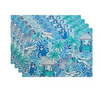 Lot de 4 sets de table motif singe tropical, motif jungle amusant, pour table à manger, été, antidérapant, lavable, pour intérieur et extérieur, cuisine, fête